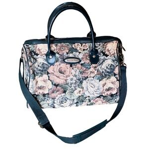 Vintage American‎ Flyer floral tapestry carry on luggage tote handbag OS